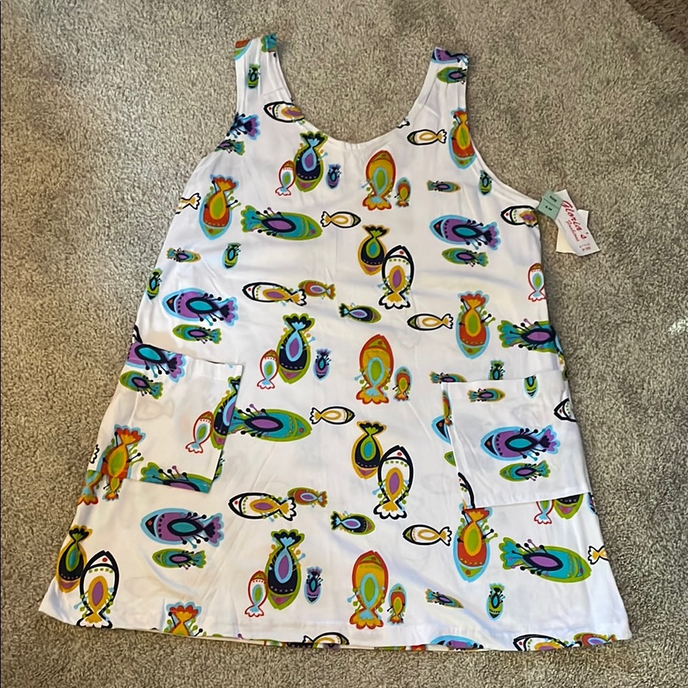 Colorful Fish Print Sleeveless Dress